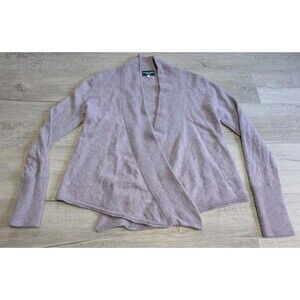 Hammacher Schlemmer Cardigan Sweater 100% Cashmere Women's Purple Open Front XL